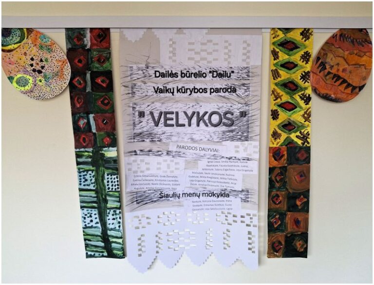 dailės būrelio “Dailu” vaikai su mokytoja Sandra Sukarevičiūte